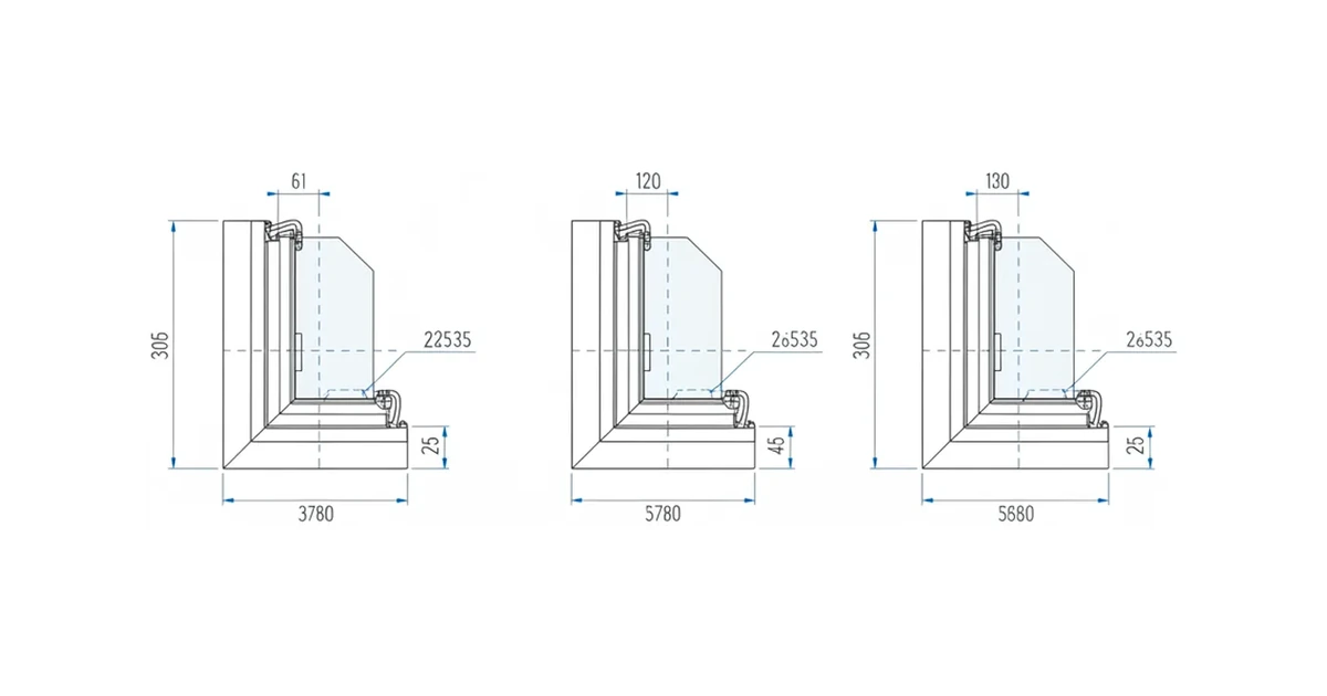 Architectural cross-section line drawing comparing single, double, and triple-pane insulated glass units.