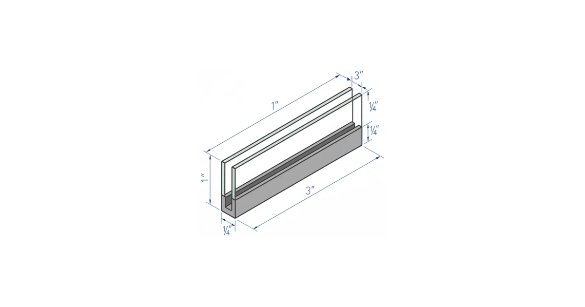 Architectural cross-section diagram of a one-inch insulated glass unit with two tempered lites and a spacer, for Sacramento commercial storefronts