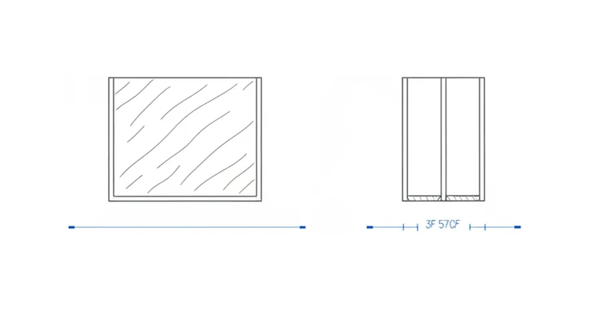Architectural cross-section line drawing comparing tempered glass and laminated glass construction.